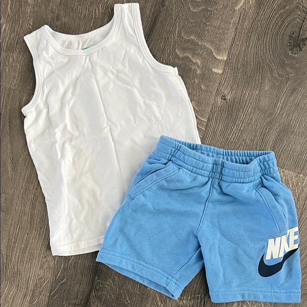 Nike White Tank Top and Blue Shorts